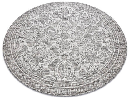 Alfombra de cuerda sisal Circulo Boho marfil/plateado/taupe 120 cm Domiona-domiona