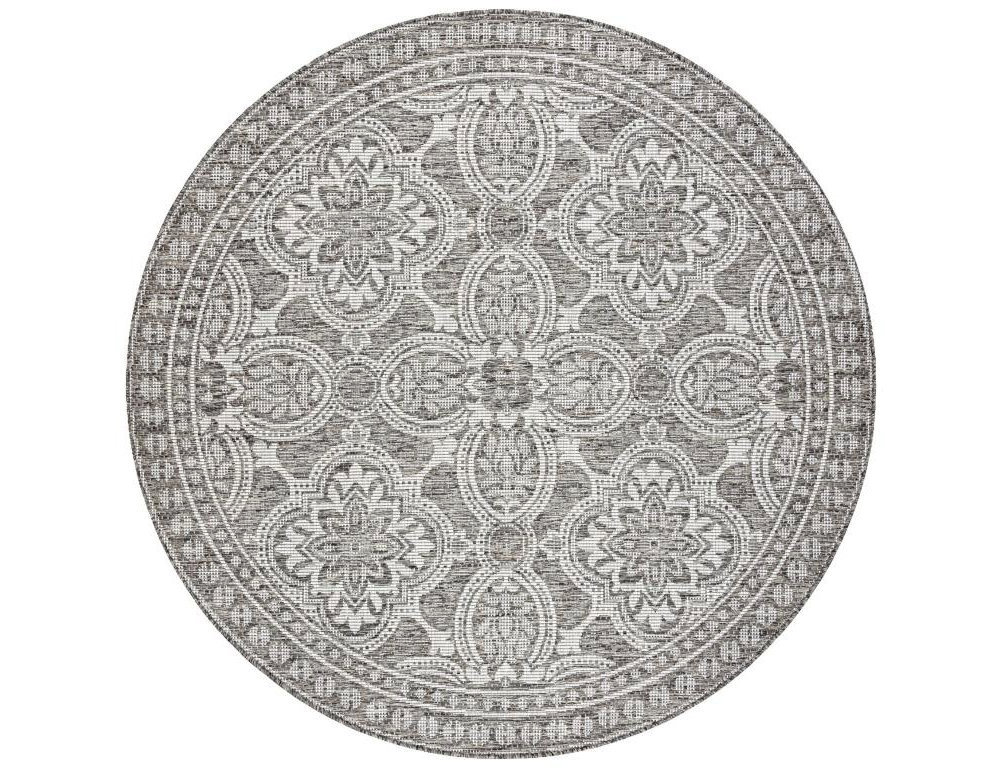 Alfombra de cuerda sisal Circulo Boho marfil/plateado/taupe 120 cm Domiona-domiona