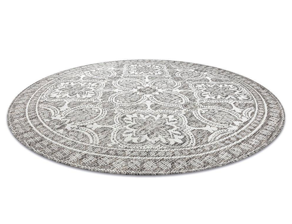 Alfombra de cuerda sisal Circulo Boho marfil/plateado/taupe 120 cm Domiona-domiona