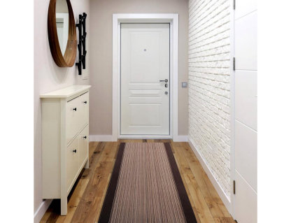 Alfombra de pasillo con refuerzo de goma marrón 100x100 cm Domiona-domiona