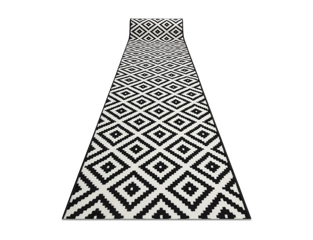 Alfombra de pasillo diamantes negro / crema 100x800 cm Domiona-domiona