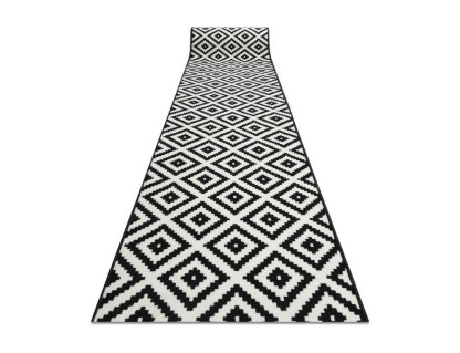 Alfombra de pasillo diamantes negro / crema 100x800 cm Domiona-domiona