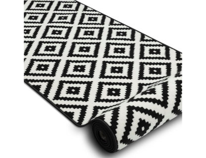 Alfombra de pasillo diamantes negro / crema 100x800 cm Domiona-domiona