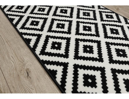 Alfombra de pasillo diamantes negro / crema 100x800 cm Domiona-domiona