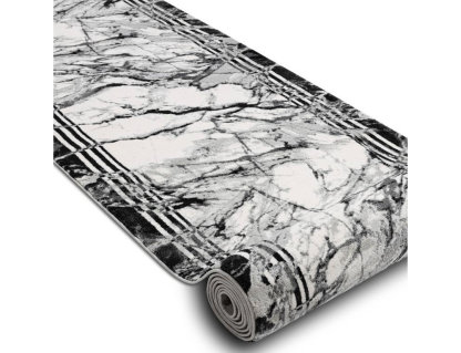 Alfombra de pasillo moderna, Mármol antracita 90x240 cm Domiona-domiona