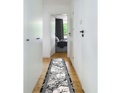Alfombra de pasillo moderna, Mármol antracita 90x240 cm Domiona-domiona