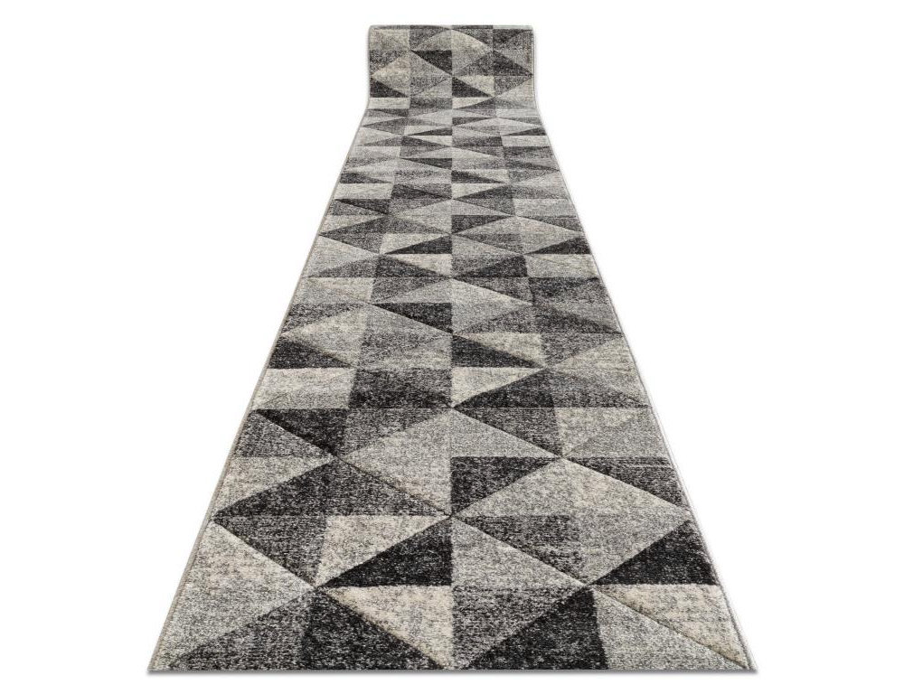 Alfombra de pasillo Triángulos gris/antracita/crema 120x680 cm Domiona-domiona
