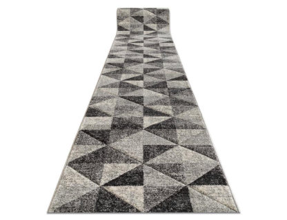 Alfombra de pasillo Triángulos gris/antracita/crema 120x680 cm Domiona-domiona