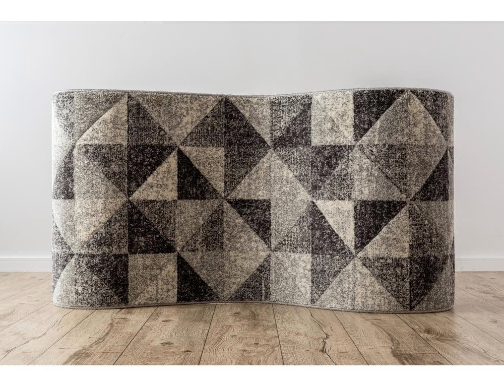 Alfombra de pasillo Triángulos gris/antracita/crema 120x680 cm Domiona-domiona