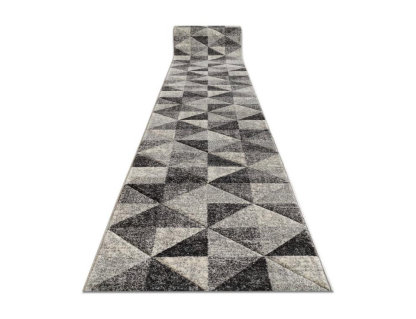Alfombra de pasillo Triángulos gris/antracita/crema 80x170 cm Domiona-domiona