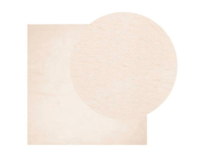 Alfombra de pelo corto suave lavable beige 120x120 cm Domiona-domiona