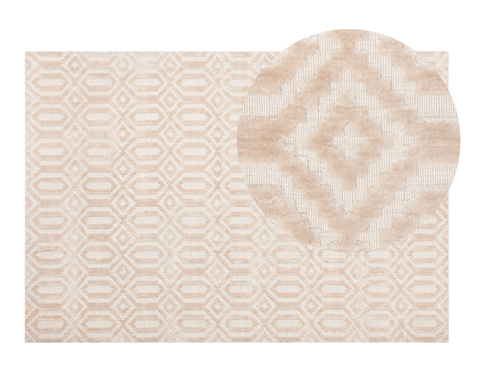 Alfombra de viscosa beige 140 x 200 cm Domiona-domiona