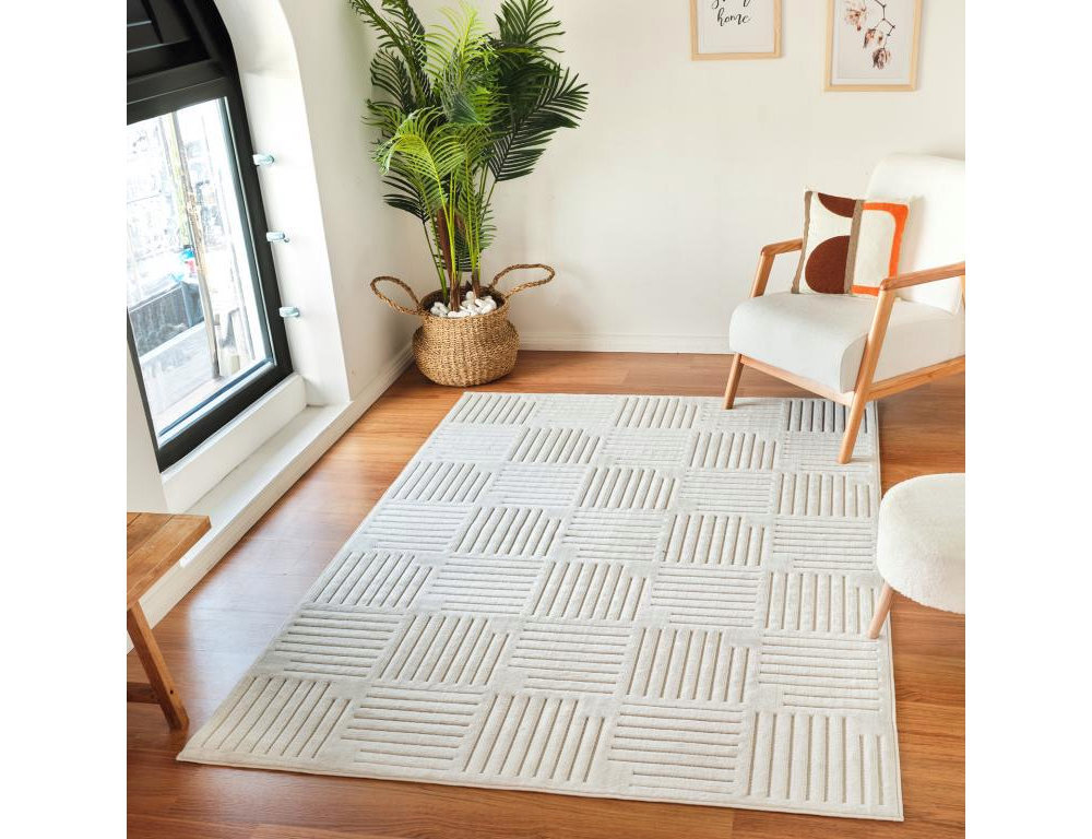 Alfombra Moderna Interior/Exterior - Blanco - 120x170cm Domiona-domiona