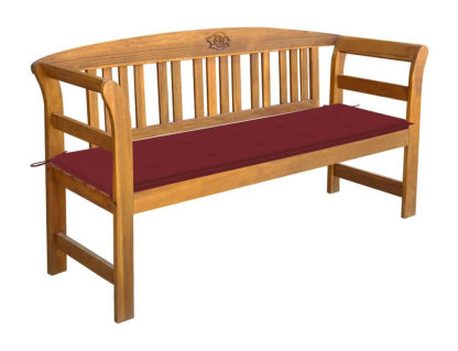Banco de jardín con cojín madera maciza de acacia 157 cm Domiona-domiona