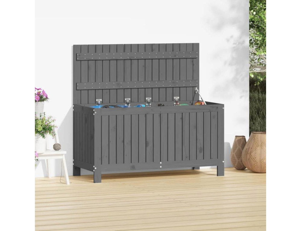 Caja de almacenaje para jardín Gris 115x49x60 cm Madera de pino Domiona-domiona