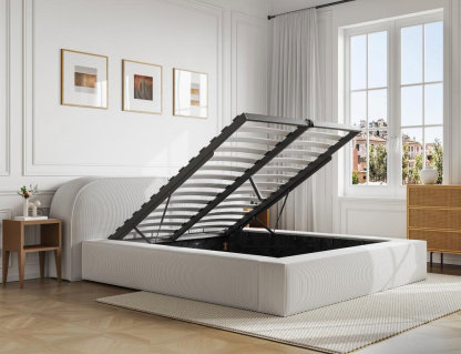 Cama baúl 160 x 200 cm - Terciopelo acanalado - Crema Domiona-domiona