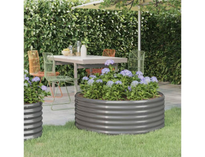 Cama de jardín elevada Acero con recubrimiento en polvo 100x100x36cm gris Domiona-domiona
