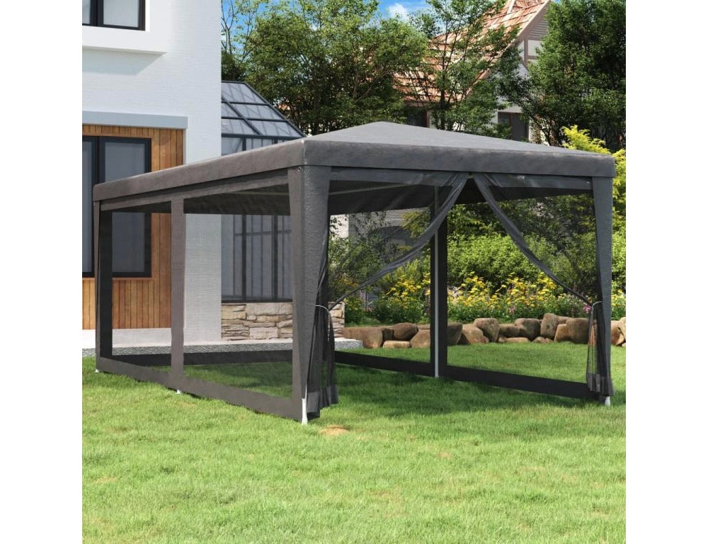 Carpa para fiestas 6 paredes de malla gris antracita 3x6 m Domiona-domiona