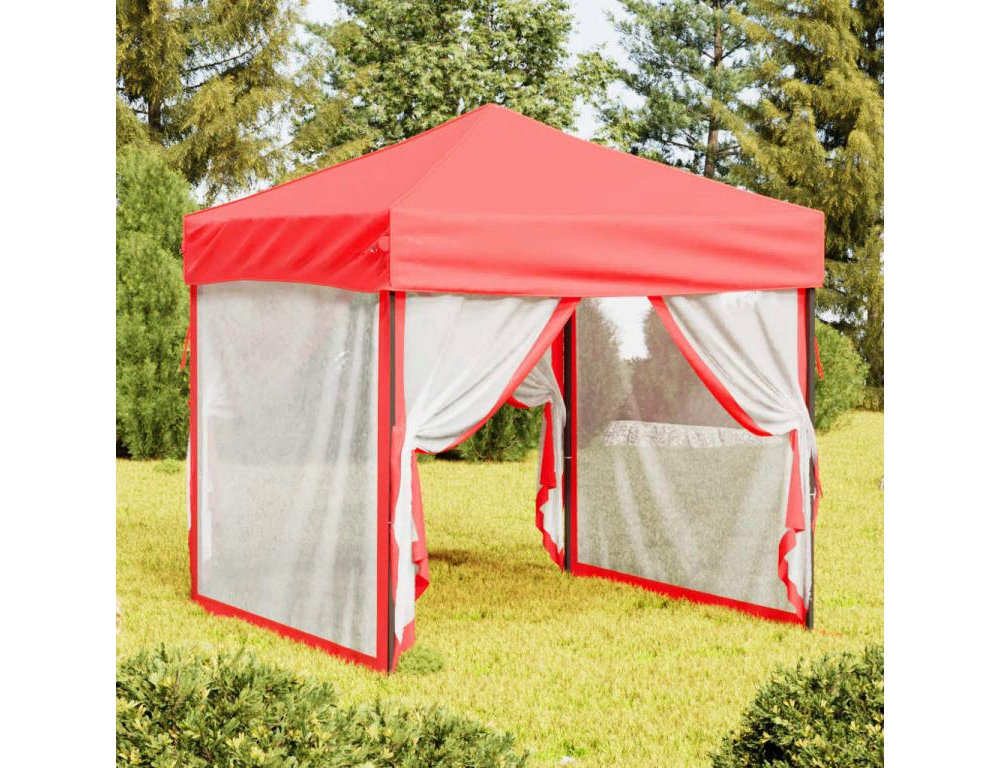 Carpa para fiestas plegable con paredes laterales roja 2x2 m Domiona-domiona