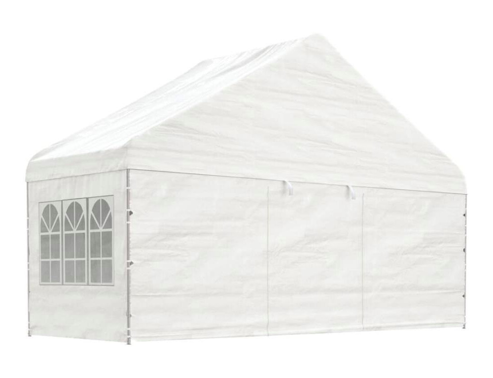 Cenador con techo polietileno blanco 5,88x2,23x3,75 m Domiona-domiona
