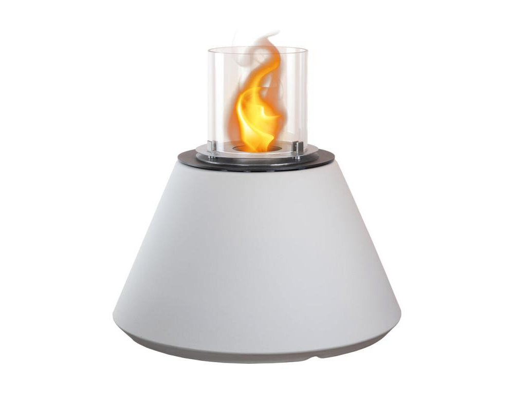 Chimenea de bioetanol brasero de jardín para interior y exterior Blanco Perla d.60 x h56 Domiona-domiona