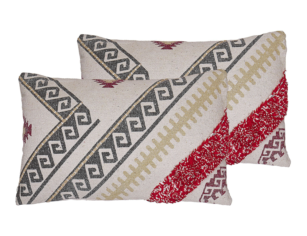 Conjunto de 2 cojines Algodón 30 x 50 cm Geométrico Beige Domiona-domiona