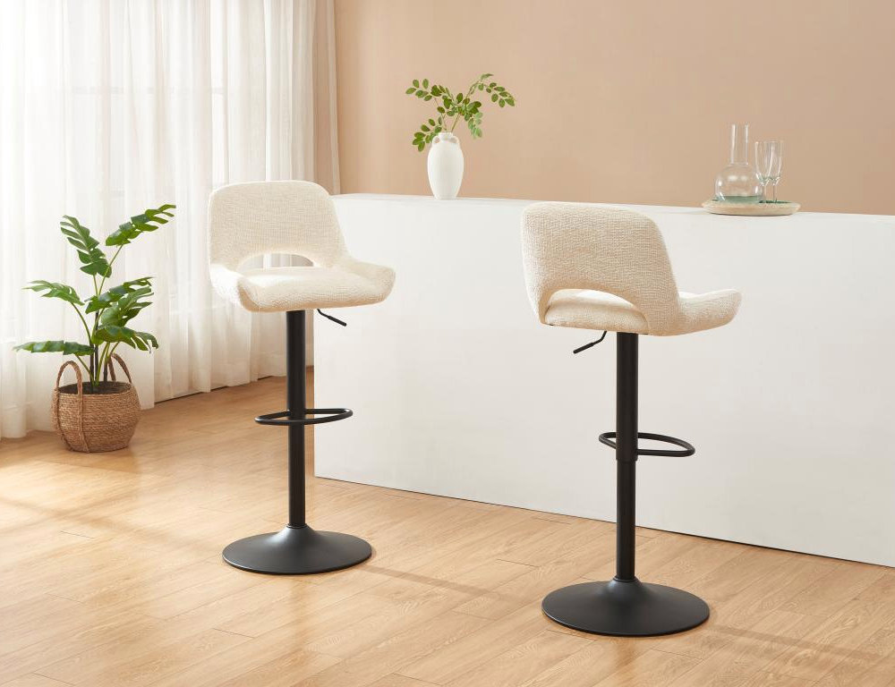Sofá rinconera izquierda de tela beige texturizada BREGLIO Domiona-domiona