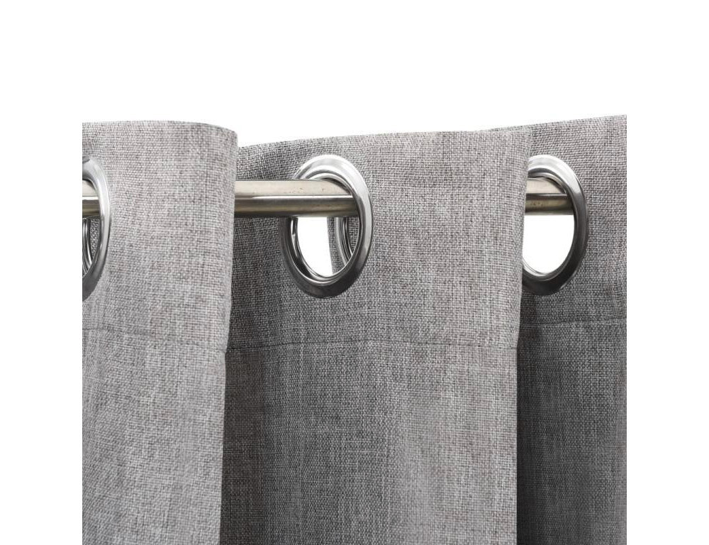 Cortinas opacas aspecto lino con ojales 2 piezas Gris 140x175cm Domiona-domiona