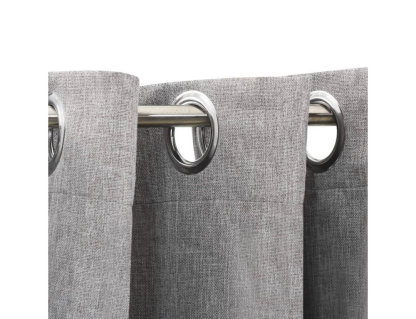 Cortinas opacas aspecto lino con ojales 2 piezas Gris 140x175cm Domiona-domiona
