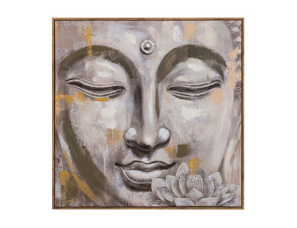 Cuadro Buda 80% Pintado A Mano 80x4x80 Cm Domiona-domiona