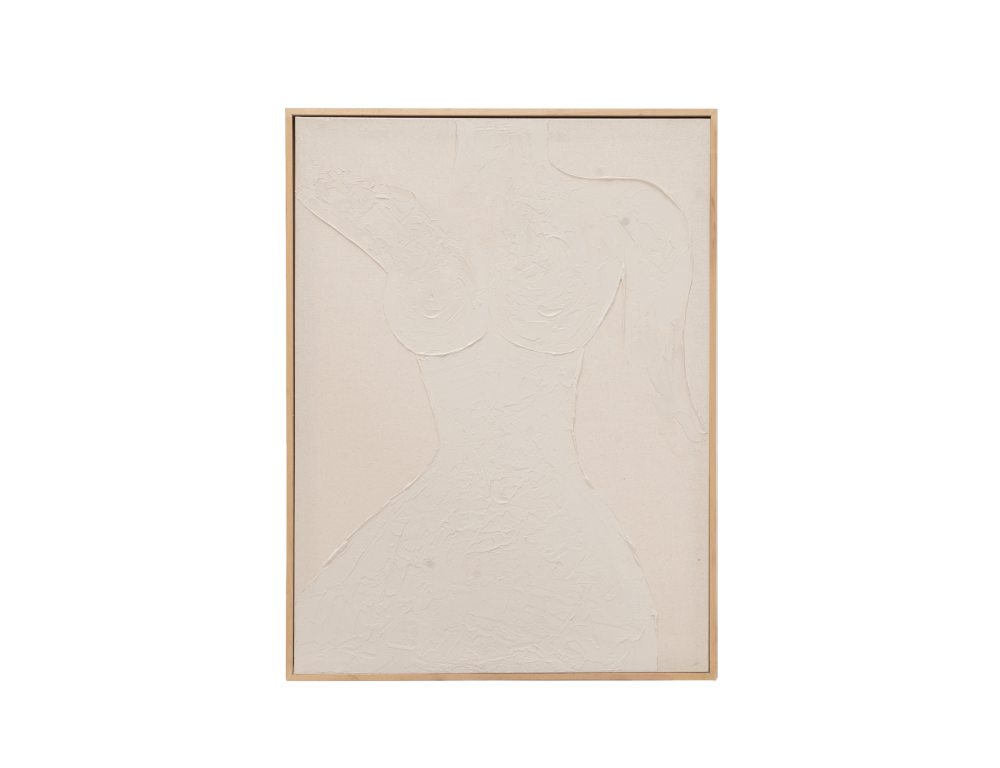 Cuadro decorativo sobre lienzo de algodón con marco de madera marrón claro pintado artesanalmente con pintura al oleo de 80x100cm Domiona-domiona