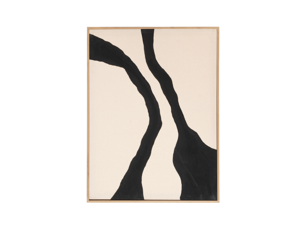 Cuadro decorativo sobre lienzo de algodón con marco de madera negro pintado artesanalmente con pintura al oleo de 100x150cm Domiona-domiona