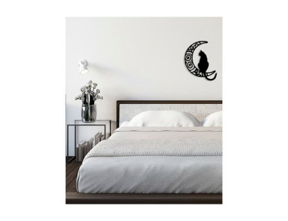 Decoración de Metal Gato 130, Negro, 41x0,15x50 cm Domiona-domiona