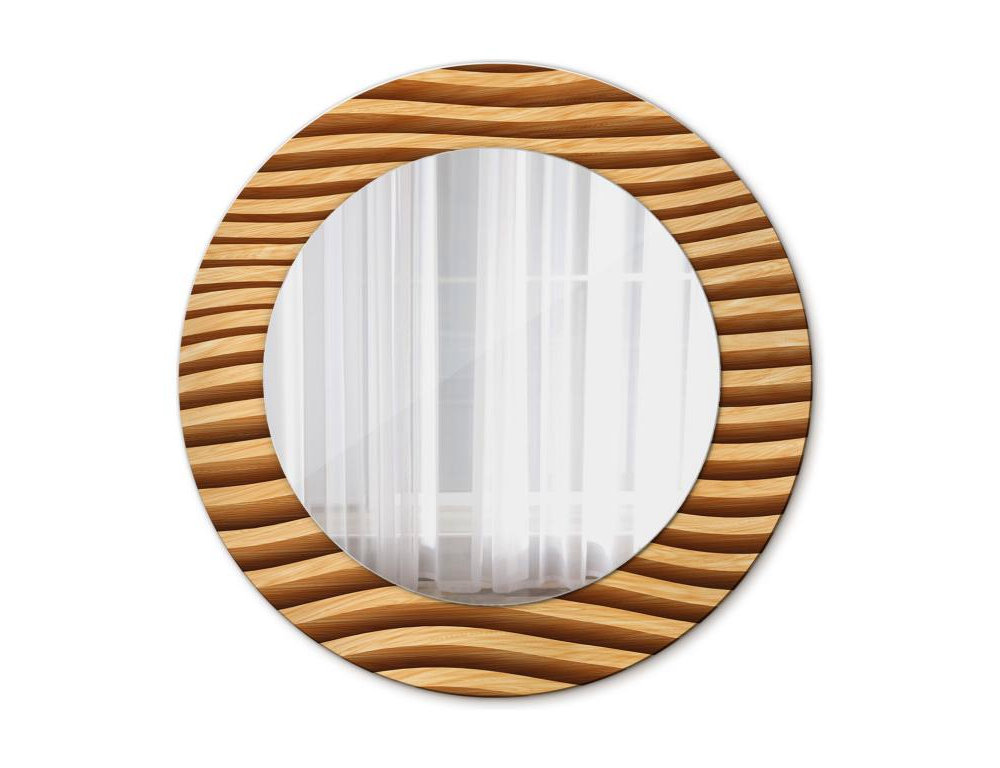Espejo redondo decorativo - Onda de madera - 50 cm Domiona-domiona