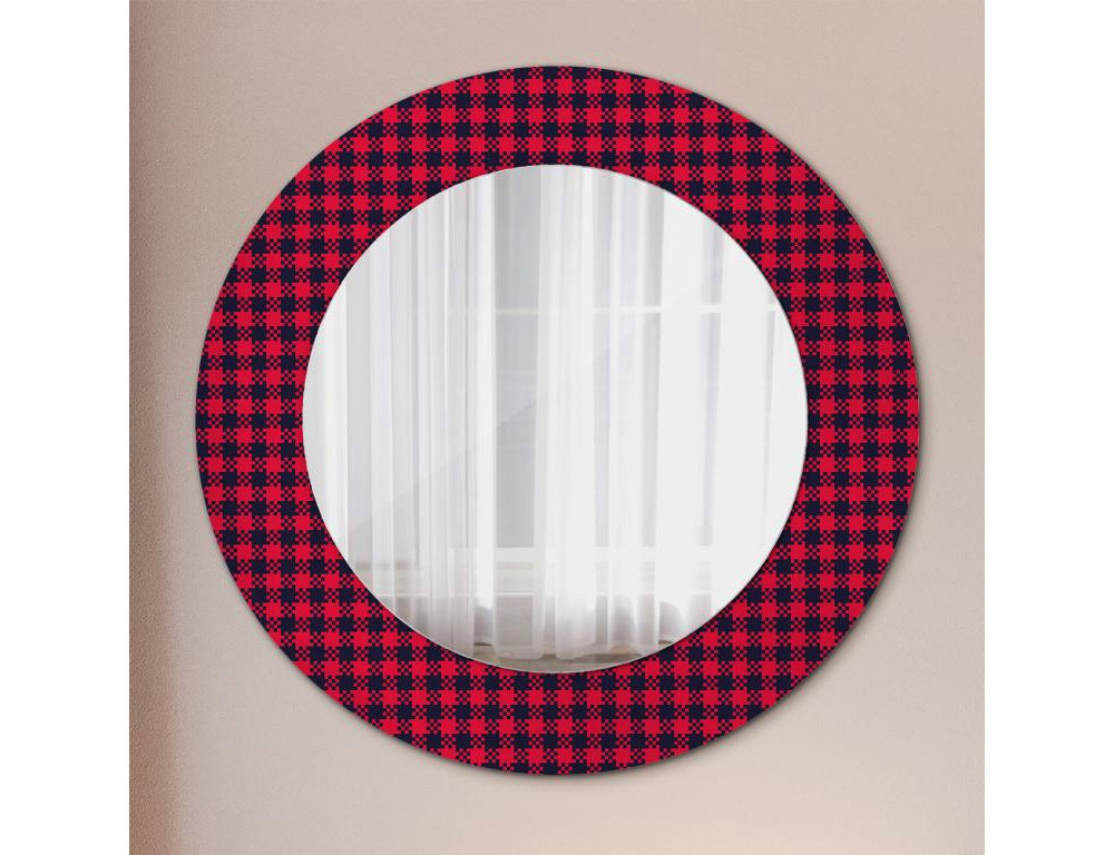 Espejo redondo decorativo - Rejilla roja - 50cm Domiona-domiona