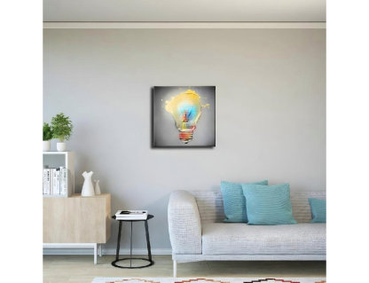 Impresión sobre Lienzo Bombilla, Multicolor, 60x3x60 cm Domiona-domiona