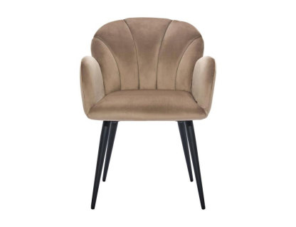 Juego de 2 sillas con brazos de terciopelo y metal negro - Beige Domiona-domiona