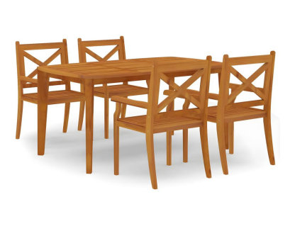 Juego de comedor de jardín 5 piezas madera maciza de acacia Domiona-domiona