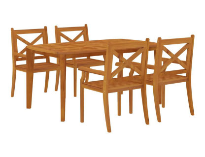 Juego de comedor de jardín 5 piezas madera maciza de acacia Domiona-domiona