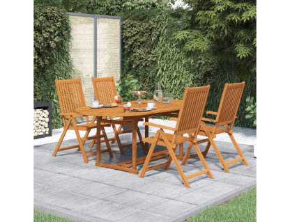 Juego de comedor de jardín 5 piezas madera maciza de acacia Domiona-domiona