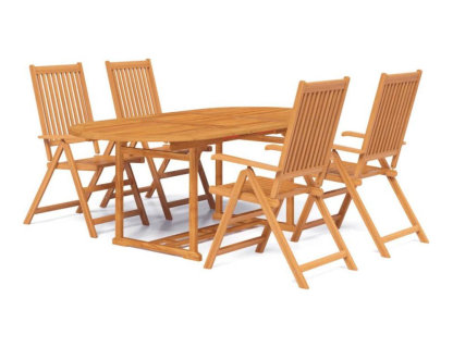 Juego de comedor de jardín 5 piezas madera maciza de acacia Domiona-domiona