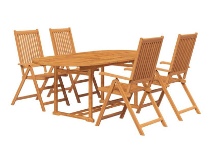 Juego de comedor de jardín 5 piezas madera maciza de acacia Domiona-domiona