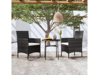 Juego de comedor para jardín 3 piezas ratán sintético negro Domiona-domiona