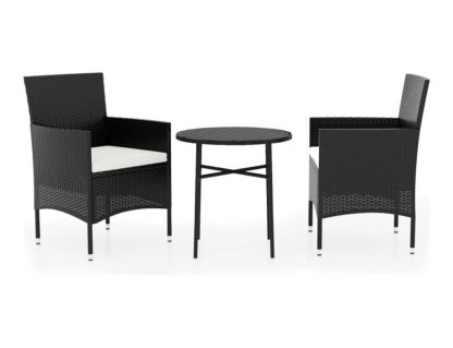 Juego de comedor para jardín 3 piezas ratán sintético negro Domiona-domiona