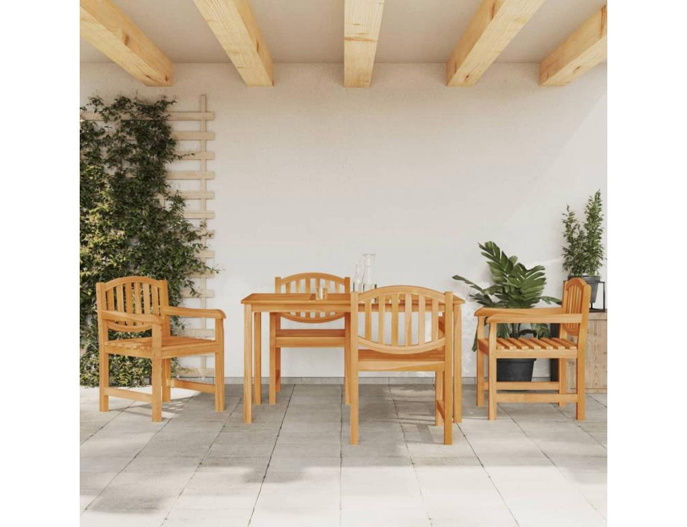 Juego de comedor para jardín 5 piezas madera maciza de teca Domiona-domiona