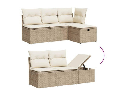 Juego de sofás jardín con cojines 6 pzas ratán sintético beige Domiona-domiona