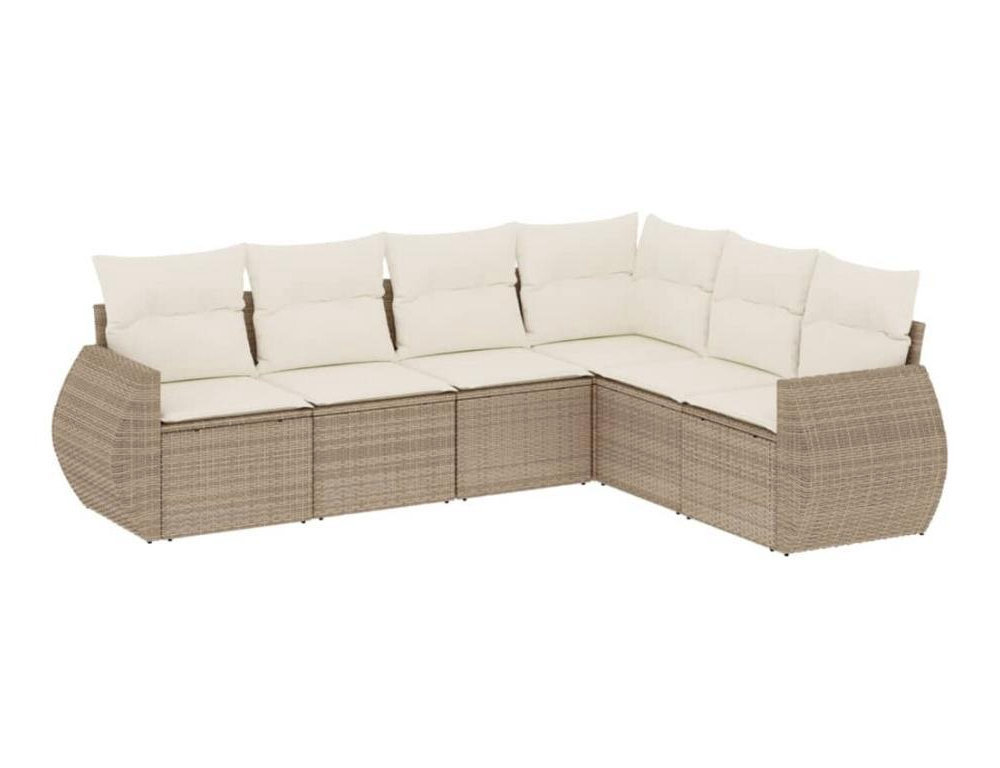 Juego de sofás jardín con cojines 6 pzas ratán sintético beige Domiona-domiona