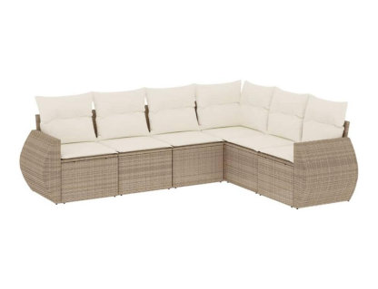 Juego de sofás jardín con cojines 6 pzas ratán sintético beige Domiona-domiona