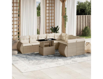 Set de sofás de jardín 8 pzas y cojines ratán sintético gris Domiona-domiona