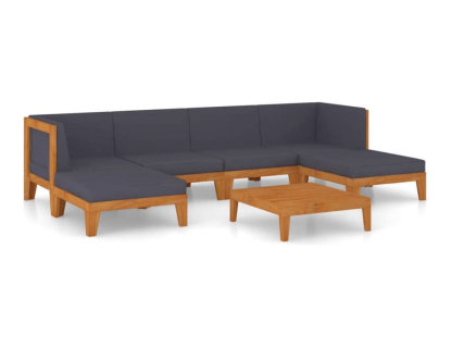 Juego muebles de jardín y cojines 7 pzas madera maciza acacia Gris Domiona-domiona